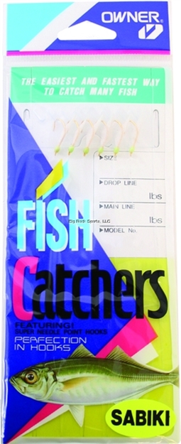 Picture of Owner Sabiki White Hage Fish Skin 7Hks 1Pk Sz12 Gold W/White Fish Skin