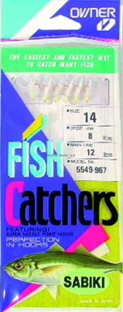 Picture of Owner Sabiki White Hage Fish Skin 7Hks 1Pk Sz14 Gold W/White Fish Skin