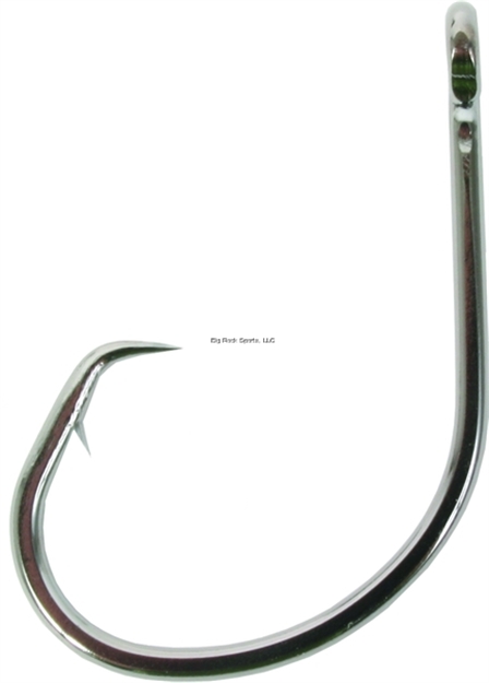 Picture of Owner Tournament Mutu Circle Hook, Size 10/0, Hangnail Point, Forged Shank, Heavy Wire, Non-Offset, Black Chrome, 14 Per Pack