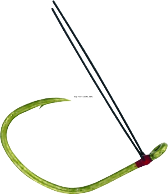 Picture of Owner Wacky Bass Hook With Weed-Guard, Size 2/0, Needle Point, Weedless, Camo Green, 4 Per Pack