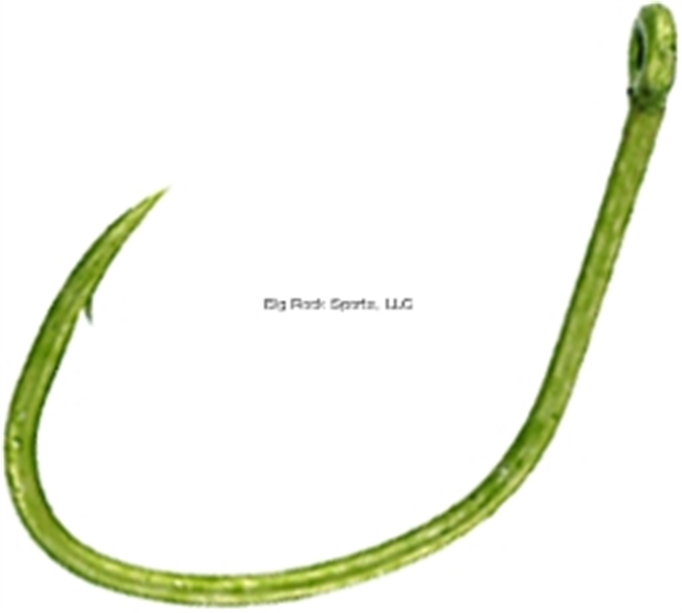 Picture of Owner Wacky Bass Hook Without Weed-Guard, Size 1, Needle Point, All Purpose/Worm, Camo Green, 9 Per Pack