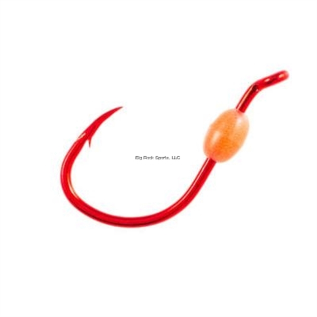 Picture of Owner Walleye Bait Hook With Hot Glow Bead, Size 2, Needle Point, All Purpose, Red, 8 Per Pack