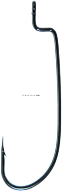 Picture of Owner Worm Hook With Cutting Point, Size 1/0, 90 Degree Bend, Offset, Black Chrome, 6 Per Pack