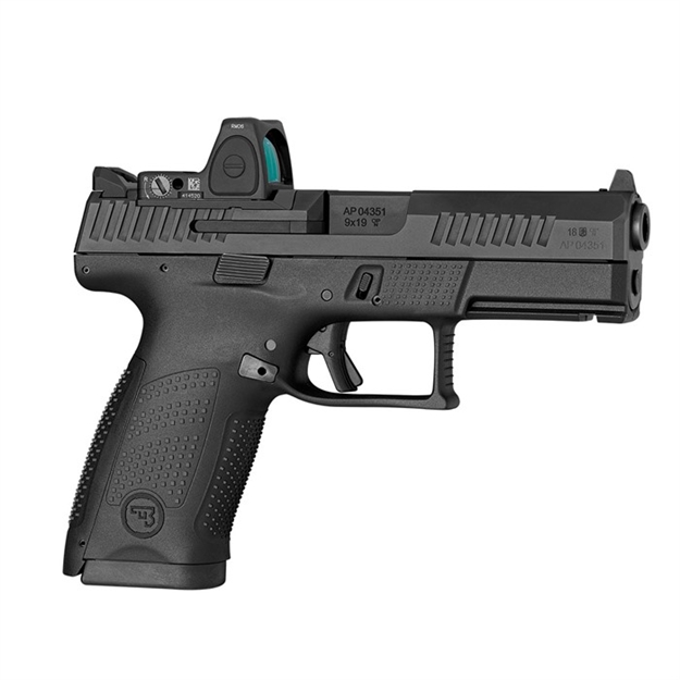 Picture of  Cz-Usa 91536 P-10 C  Compact Frame 9Mm Luger 15+1 4.02" Black Carbon Steel Barrel, Black Nitride Optic Ready/Serrated Steel Slide, Black Polymer Frame W/Picatinny Rail, Interchangeable Backstrap Grip 806703915364