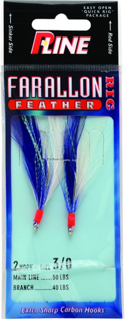 Picture of P-Line Farallon Feathers, 2 Hooks, 5/0, Blue/White