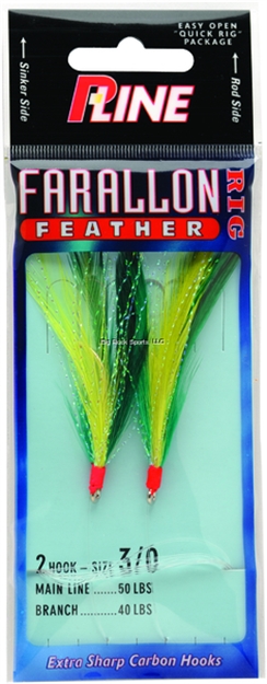 Picture of P-Line Farallon Feathers, 2 Hooks, 5/0, Green/Chartreuse