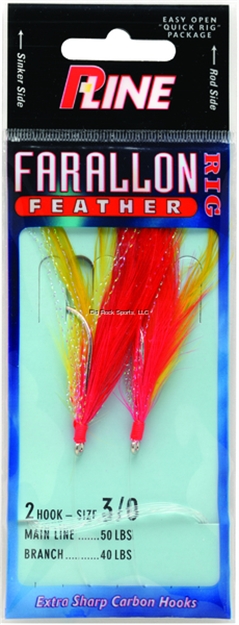 Picture of P-Line Farallon Feathers, 2 Hooks, 5/0, Yellow/Red