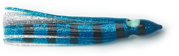 Picture of P-Line Sunrise Squid Skirt, 9 1/2", Blue/Clear/Black Stripe/Silver Flake, 1/Pack