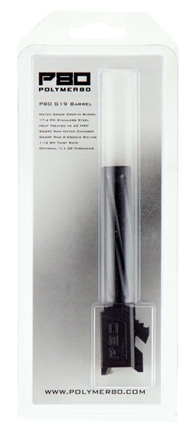 Picture of Polymer80 P80g19fdlc G19 Gen1-4 Compatible Fluted Barrel 9Mm 4.01" Black Dlc