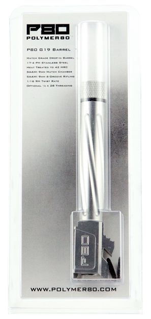 Picture of Polymer80 P80g19tfss G19 Gen1-4 Compatible Barrel 9Mm 4.01" Fluted/Threaded Stainless Steel