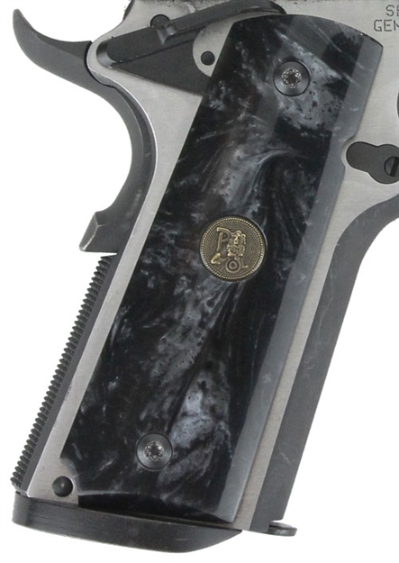 Picture of Pachmayr 62000 Custom Grip Black Simulated Pearl Panels For 1911 With Ambidextrous Safety LY62000 034337620006