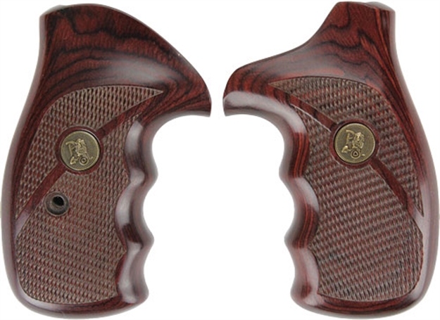 Picture of  Pachmayr 63020 Renegade Grip Checkered Rosewood Laminate With Finger Grooves For S&W K/L Frame 034337630203