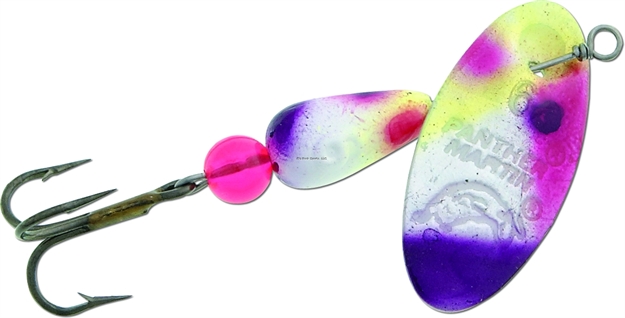 Picture of Panther Martin Fishseeuv In-Line Spinner, #4, 1/8 Oz, Chartreuse/Purple/Pink