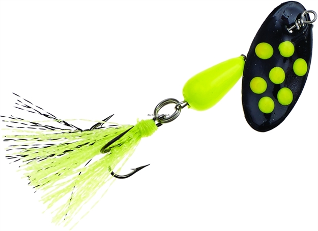 Picture of Panther Martin Flash-A-Bou Go-Glo In-Line Spinner, #6, 1/4 Oz, Black & Chartreuse