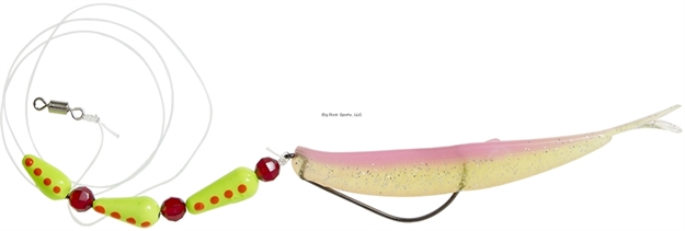 Picture of Panther Martin Fluketrain Jig Rig, #1Ft, 5/8 Oz, Lime With Orange Dots/Nuclear Chicken Tail