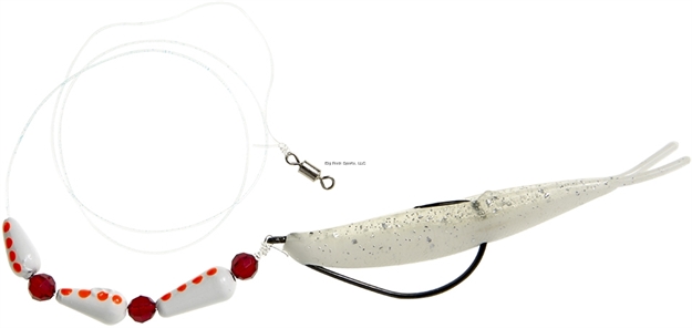 Picture of Panther Martin Fluketrain Jig Rig, #1Ft, 5/8 Oz, White With Orange Dots/White Tail