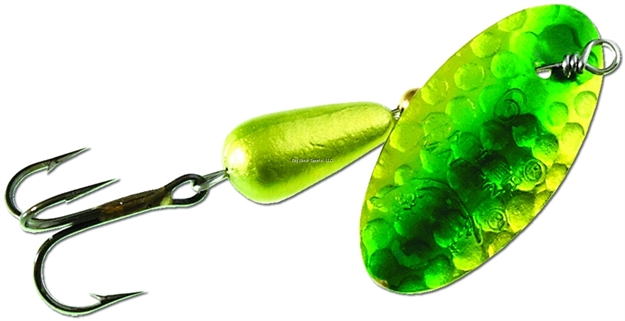 Picture of Panther Martin Hammered Regular In-Line Spinner, #6, 1/4 Oz, Ultraviolet Lime/Chartreuse