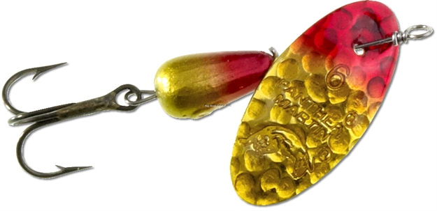 Picture of Panther Martin Hammered Regular In-Line Spinner, #6, 1/4 Oz, Yellow Red