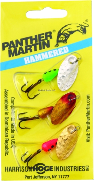 Picture of Panther Martin Hammered Regular Spinner, #4, 1/8 Oz, Assorted, 3/Pack