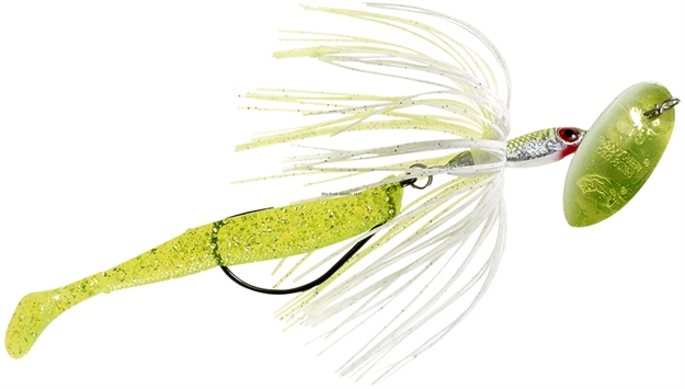 Picture of Panther Martin Hularunner Holographic Weedless In-Line Spinner, #9Wr, 3/8 Oz, Chartreuse & White