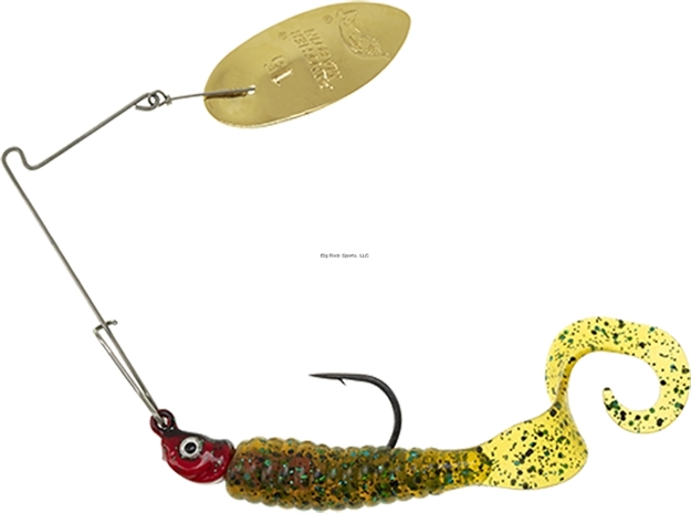 Picture of Panther Martin Sonic Sizzle Tail Spinner Bait, #15, Gold Blade, 1/2Oz, Red Head, 4" Rootbeer Tail