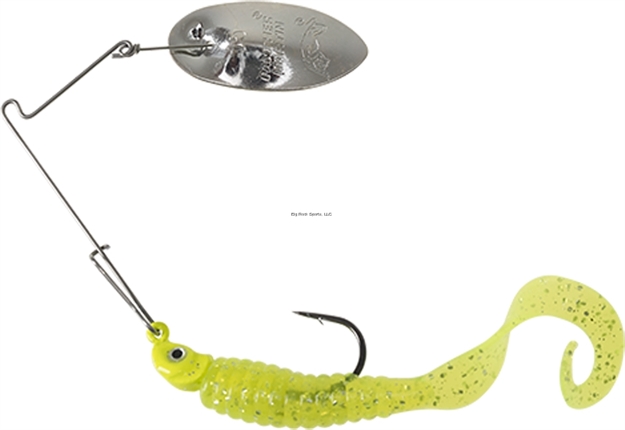Picture of Panther Martin Sonic Sizzle Tail Spinner Bait, #15, Silver Blade, 1/2Oz, Chartreuse Head, 4" Chartreuse Silver Flake Flake Tail