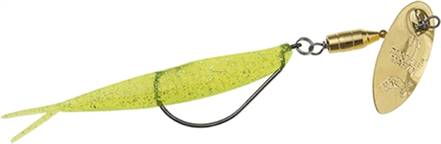 Picture of Panther Martin Weed Runner Spinner Bait, #15, Gold Blade, 1/2Oz, 4" Chartreuse Silver Flake Fluke
