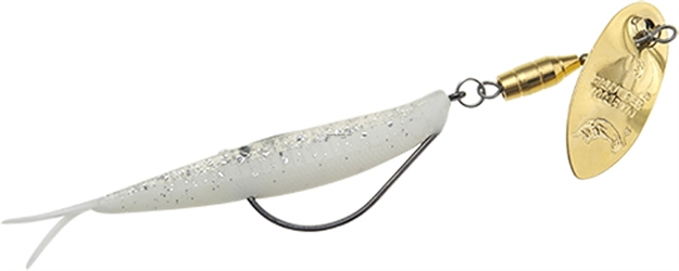 Picture of Panther Martin Weed Runner Spinner Bait, #15, Gold Blade, 1/2Oz, 4" White Ice Fluke