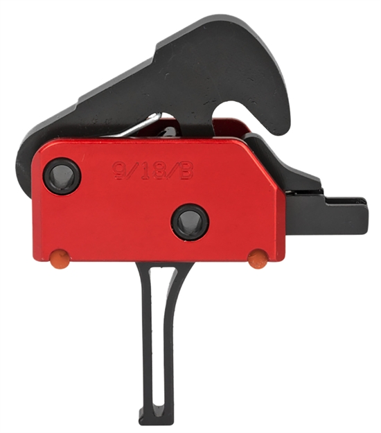 Picture of  Patriot Ordnance Factory 01510 Drop-In  Two-Stage Curved Trigger With 3.50 Lbs Draw Weight & Black/Red Finish For Ar-Platform
