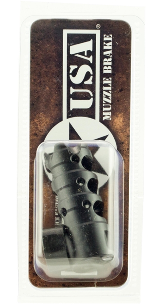 Picture of  Patriot Ordnance Factory 00308 Triple Port Muzzle Brake Black Nitride 1/2"X28 Threads, 223 Rem 5.56X45mm Nato 847313003089