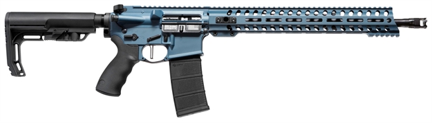 Picture of  Patriot Ordnance Factory 01580 Wonder  5.56X45mm Nato 16.50" 30+1 Blue Titanium Cerakote 6 Position Mft Minimalist Stock 847313015808