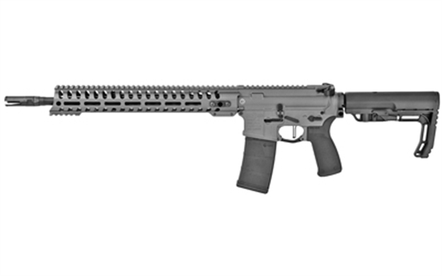 Picture of  Patriot Ordnance Factory 01645 Minuteman Direct Impingement 5.56X45mm 30+1 16.50" Nitride Treated Threaded Barrel, Tungsten Cerakote Receiver, Synthetic 6 Position Mft Minimalist Stock 847313016454