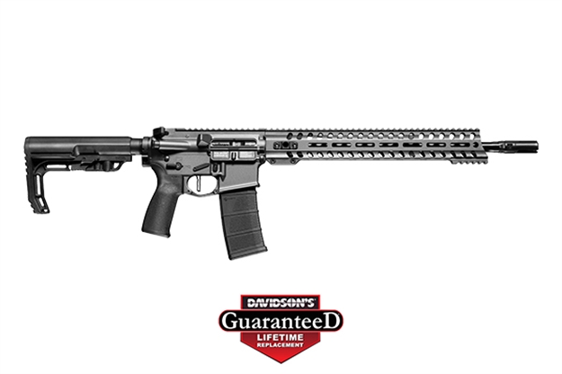 Picture of  Patriot Ordnance Factory 01645 Minuteman Direct Impingement 5.56X45mm 30+1 16.50" Nitride Treated Threaded Barrel, Tungsten Cerakote Receiver, Synthetic 6 Position Mft Minimalist Stock