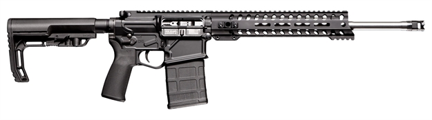 Picture of  Patriot Ordnance Factory 01662 Rogue Direct Impingement 7.62X51mm Nato 20+1 16.50" Stainless Steel Barrel, Black Anodized Receiver, 11" Renegade Handguard, Synthetic 6 Position Mft Minimalist Stock