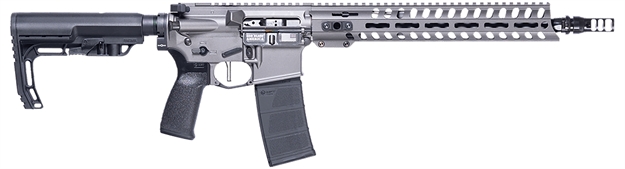 Picture of  Patriot Ordnance Factory 02049 Minuteman  300 Blackout 30+1 13.75" Black Nitride Barrel/ Tungsten Cerakote Aluminum Receiver Picatinny Rail