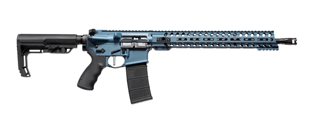 Picture of  Patriot Ordnance Factory 01580 Wonder  5.56X45mm Nato 16.50" 30+1 Blue Titanium Cerakote 6 Position Mft Minimalist Stock 847313015808