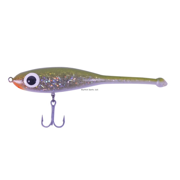 Picture of Paul Brown Devil Soft-Body Twitchbait, 4 7/8", 5/8 Oz, Bayou Green Back/Silver Whisker Glitter, Suspending