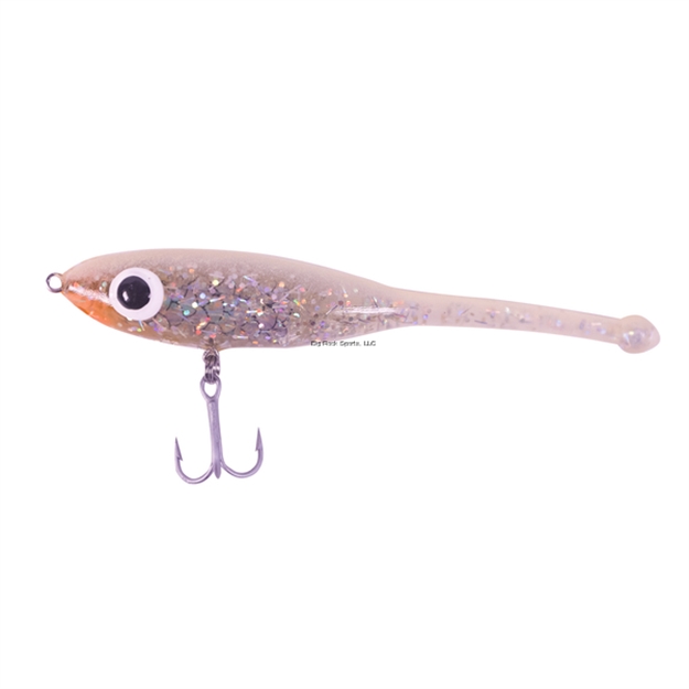 Picture of Paul Brown Devil Soft-Body Twitchbait, 4 7/8", 5/8 Oz, Bone Back/Silver Whisker Glitter, Suspending