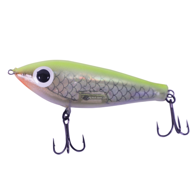 Picture of Paul Brown Fat Boy Pro 3 1/2", 7/8 Oz., Chartreuse Back/Silver Flat Insert/Pearl Belly/Orange Throat