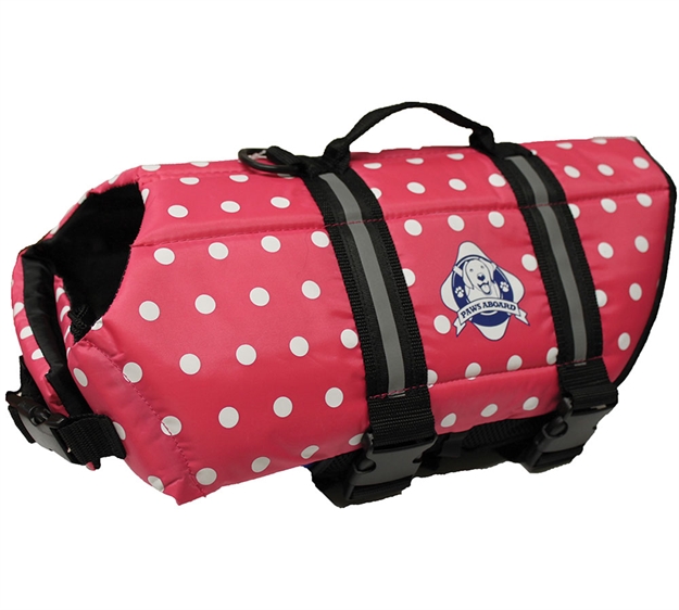 Picture of Paws Aboard Dog Life Jkt Pink Pdot M