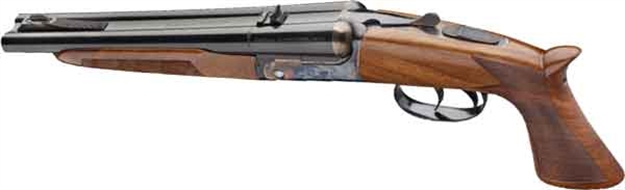 Picture of Davide Pedersoli 020S640410 Howdah  45 Colt (Lc)/410 GA 1Rd 10.25" Rifled Blue Barrel, Case Hardened Receiver, Manual Extractors, Automatic Safety ON The Hammers, Oiled Walnut Stock GS640410 8029874030328