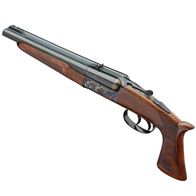 Picture of Davide Pedersoli 020S640410 Howdah  45 Colt (Lc)/410 GA 1Rd 10.25" Rifled Blue Barrel, Case Hardened Receiver, Manual Extractors, Automatic Safety ON The Hammers, Oiled Walnut Stock GS640410