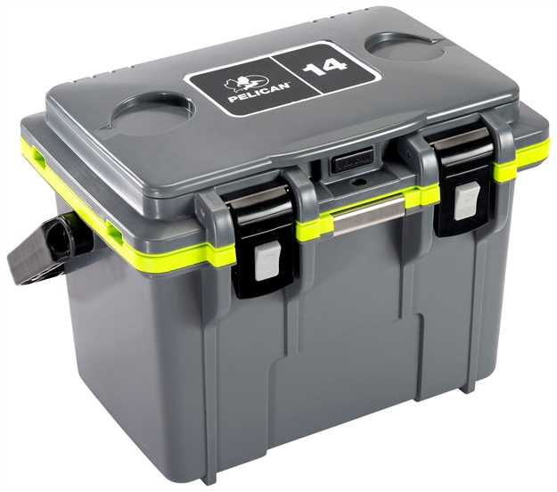 Picture of Pelican Coolers IM 14 Quart Dkgray/Green W/Dry Storage 14Q1DKGRYEGRN 019428178017