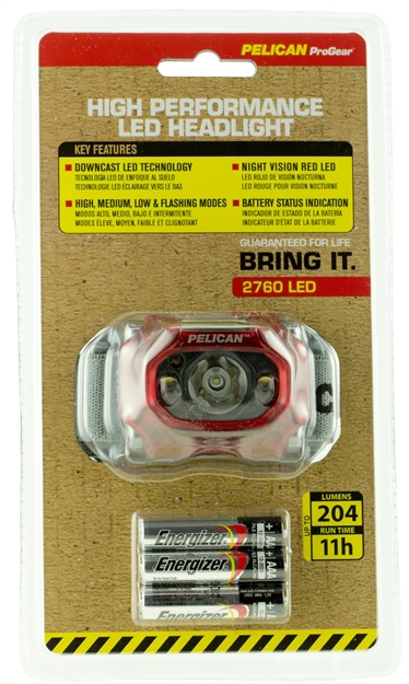 Picture of Pelican  2760 Headlamp Gen 2 204/141/95/42 Lumens Aaa (3) Red/Black