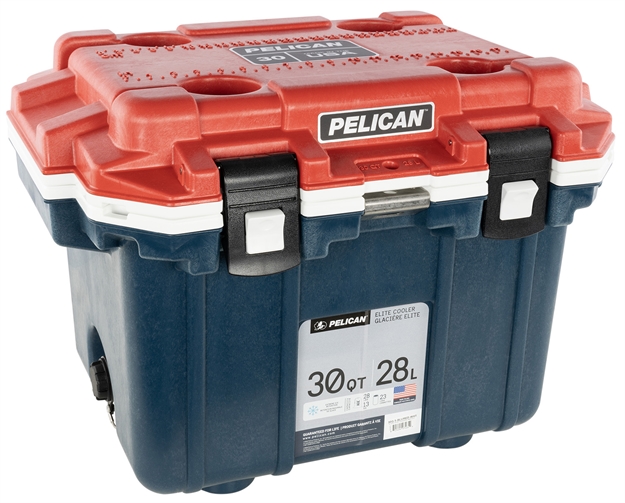 Picture of  Pelican 30Q5bluredwht Personal Cooler Elite Red/White/Blue Polypropylene 30 QT