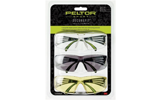 Picture of Peltor Sf4003pk6 Sport Securefit 400 Adult Clear/Amber/Gray Lens Anti-Scratch Polycarbonate Black Frame 3 Pack 051141995090
