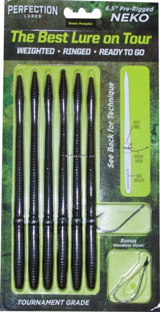 Picture of Perfection Lures 6 Prerigged Nekos, Nail Weight Infused, Metallic O-Rings And 2 Size 1/0 Hooks - Pinky Tinky