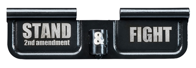 Picture of Phase 5 Weapon Systems Epcstand Ejection Port Door  Ar-15 Black Parkerized Steel 3.10" Engraved "Stand & Fight" EPC-STAND