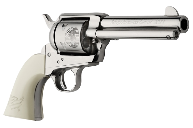 Picture of Pietta Sa73131dtcyf 1873 Trump 45 Colt (Long Colt) 6Rd 4.75" Nickel Engraved Barrel & Cylinder, Steel Frame, Ivory Grip, Exposed Hammer SA73131/DT/CYF 641996201066