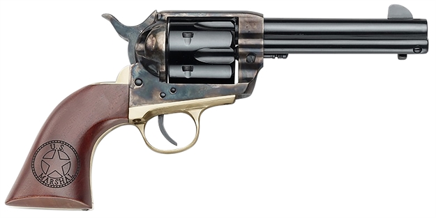 Picture of  Pietta Hf357chbr434nmus 1873 Great Western II U.S. Marshal 357 Mag 6Rd 4.75" Blued Steel Barrel & Cylinder, Color Case Hardened Steel Frame, Walnut W/Engraved US Marshal's Badge Grip, Exposed Hammer